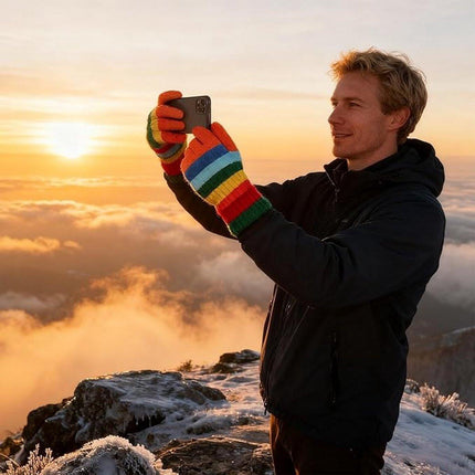 Knitted Gloves - Gloves - Rainbow Gloves - Warm Gloves - Touchscreen Compatible Gloves - Unisex - Suitable for Cold Weather, Sports, Travel, Driving, Skating, Skiing - Christmas Gift - Birthday Gift.