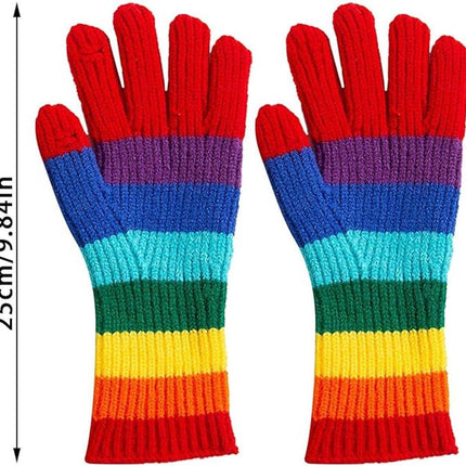 Knitted Gloves - Gloves - Rainbow Gloves - Warm Gloves - Touchscreen Compatible Gloves - Unisex - Suitable for Cold Weather, Sports, Travel, Driving, Skating, Skiing - Christmas Gift - Birthday Gift.