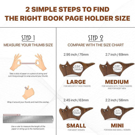 Book Binder - Cat-shaped book binder - Smooth walnut bookshelf - Thumb-shaped book binder - Reading aid - Ideal gift and reading accessory for book lovers - Gift for book lovers and literature enthusiasts (S).