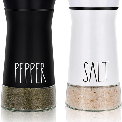 2-piece - stainless steel - with adjustable spout - farmhouse style - salt and pepper shaker.
