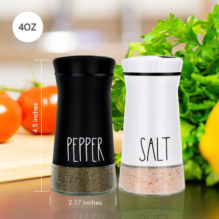 2-piece - stainless steel - with adjustable spout - farmhouse style - salt and pepper shaker.