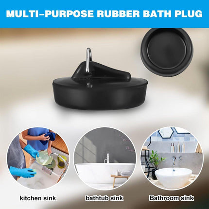 2-Pack Drain Plug - Sink Plug - Bath Plug for Home - Universal Plug Set - Diameter 42-45 mm - For Sinks - Kitchen Sink Plug Chain - Black.