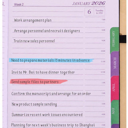 2026 Daily Planner – 2026 Adult Agenda – 1 Day on 1 Page – 365 Day Planner & Notebook – 14.0*20.8cm – Black.
