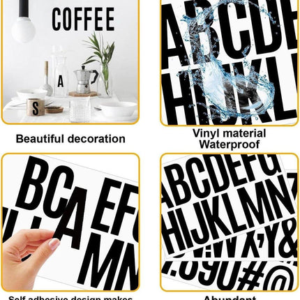 letter stickers - 10-sheet vinyl letter stickers - 2-inch self-adhesive alphabet and number stickers - waterproof - suitable for mailboxes, windows, doors, cars, boats, house numbers (black).