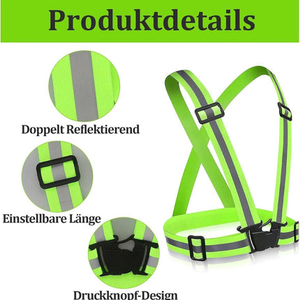 Two-piece reflective vest with 2 reflective armbands - High visibility reflective vest - Reflective safety vest - Adjustable lightweight elastic straps - Suitable for running, cycling and walking.