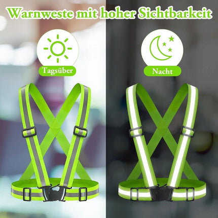 Two-piece reflective vest with 2 reflective armbands - High visibility reflective vest - Reflective safety vest - Adjustable lightweight elastic straps - Suitable for running, cycling and walking.