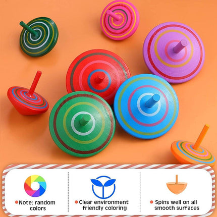 30 Children's Spinning Tops - Creative Mini Wooden Spinning Tops - Perfect as a birthday or Christmas gift for children aged 3 to 7 (random colors).