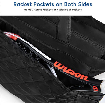 Backpack - Tennis bag - Handbag - Sports bag - Waterproof racket bag - Suitable for multiple rackets with shoe compartment - Black.