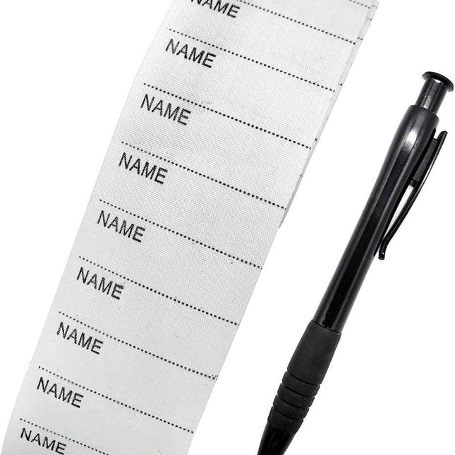 200 pcs iron-on name labels with pen - washable labels - woven labels for clothing, school uniforms, bags, towels, hats, gloves, scarves.