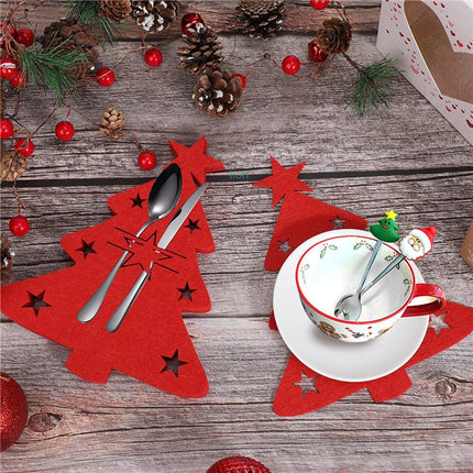 Placemats - Set of 48 - Christmas placemats - heat-resistant and waterproof - suitable for Christmas parties and table decorations (Red).