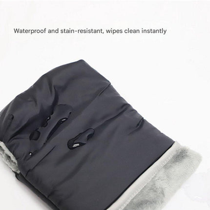 Warm gloves for strollers - water-repellent gloves for winter and snowy days - cold-resistant gloves for strollers - windproof and thickened (black).