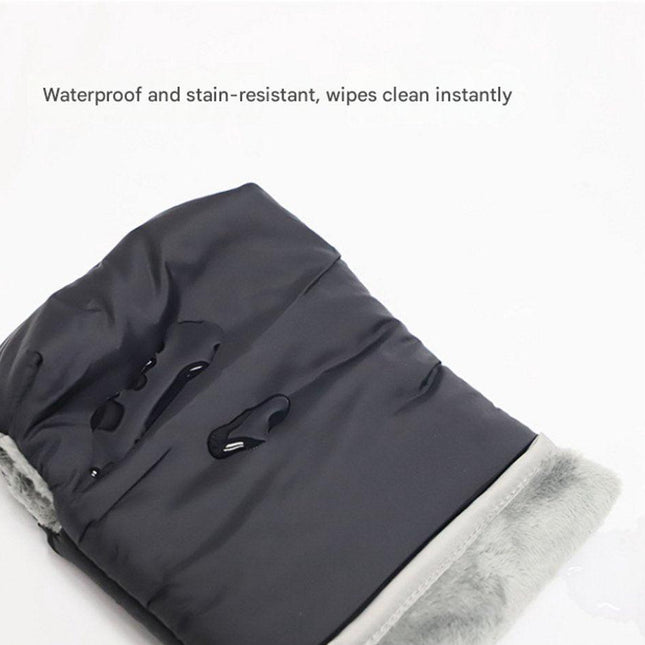 Warm gloves for strollers - water-repellent gloves for winter and snowy days - cold-resistant gloves for strollers - windproof and thickened (black).