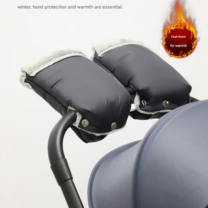 Warm gloves for strollers - water-repellent gloves for winter and snowy days - cold-resistant gloves for strollers - windproof and thickened (black).