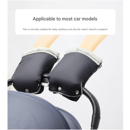 Warm gloves for strollers - water-repellent gloves for winter and snowy days - cold-resistant gloves for strollers - windproof and thickened (black).