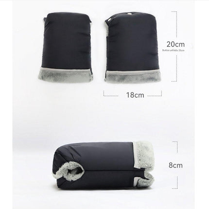 Warm gloves for strollers - water-repellent gloves for winter and snowy days - cold-resistant gloves for strollers - windproof and thickened (black).