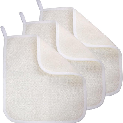 3-Piece - Exfoliating Towel - Exfoliating Towel for Body and Face - Bath Towel - Double-Sided Exfoliating Bath Towel - Facial Washcloth - Nylon - Scrub Towel.