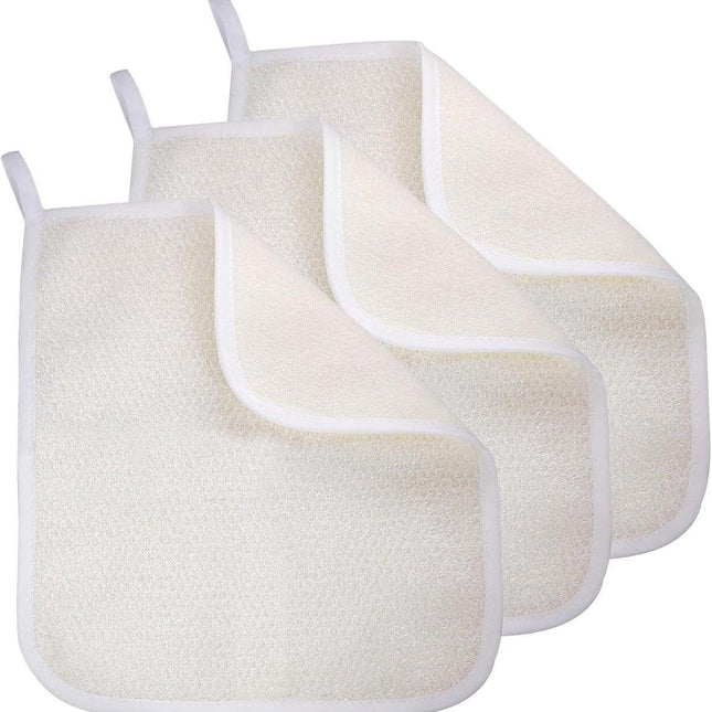 3-Piece - Exfoliating Towel - Exfoliating Towel for Body and Face - Bath Towel - Double-Sided Exfoliating Bath Towel - Facial Washcloth - Nylon - Scrub Towel.