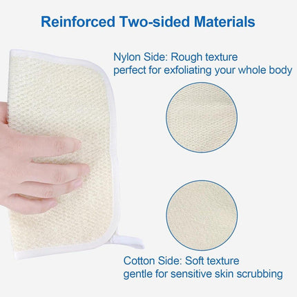 3-Piece - Exfoliating Towel - Exfoliating Towel for Body and Face - Bath Towel - Double-Sided Exfoliating Bath Towel - Facial Washcloth - Nylon - Scrub Towel.