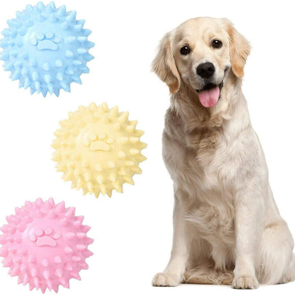 Dog Toy - TPR Spiky Ball, No Squeaker - Chew Toy - Long Lasting and Durable - Perfect for Dogs That Love to Chew - Puppy Training for Teething - Small Rubber Spike Toy.