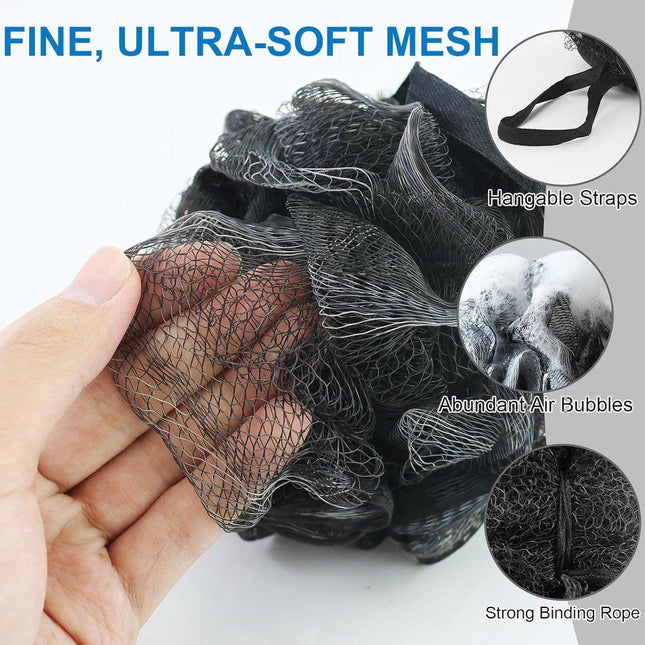 5-pack bath sponge - bath ball - exfoliating sponge - bath sponge - shower sponge - (black).