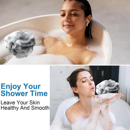 5-pack bath sponge - bath ball - exfoliating sponge - bath sponge - shower sponge - (black).