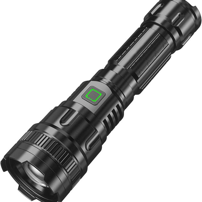 LED Flashlight - With Zoom Function & Waterproof - LED Flashlight - With Zoom Function & Waterproof - Battery-Powered Flashlight - USB Rechargeable - Long Battery Life - 3 Light Modes (Strong / Low / Flash)USB Rechargeable - Long Battery Life - 3 Light Mo.