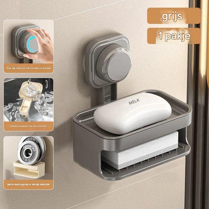 Soapbox - suction cup household high-end drain soap rack - soapbox - bathroom - toilet - wall-mounted - double-layer anti-collision soapbox.