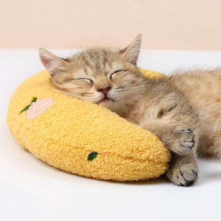 Pet Cushion - Soft Plush Pet Cushion - Cute Patterned Pet Mat - Comfortable Neck Support - Suitable for Cats and Dogs - Yellow.