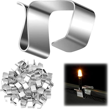 Pack of 100 pieces - Christmas light hooks - Hooks for outdoor lighting - Christmas light clips - Hanging hooks for Christmas lights, kitchen lights, etc. - Stainless steel metal cable clips with clamps - Cable clips.