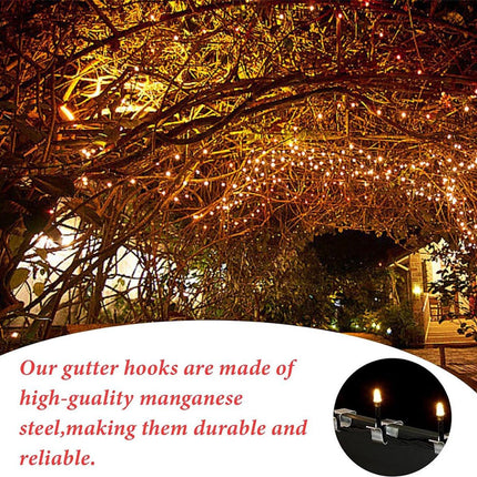 Pack of 100 pieces - Christmas light hooks - Hooks for outdoor lighting - Christmas light clips - Hanging hooks for Christmas lights, kitchen lights, etc. - Stainless steel metal cable clips with clamps - Cable clips.