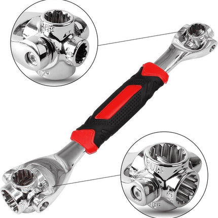 52-in-1 Socket Wrench - Adjustable Wrench - Universal Stainless Steel Wrench - Multifunctional Wrench - With 360 Degree Rotating Head - Suitable for Home, Bicycle and Car Repairs.