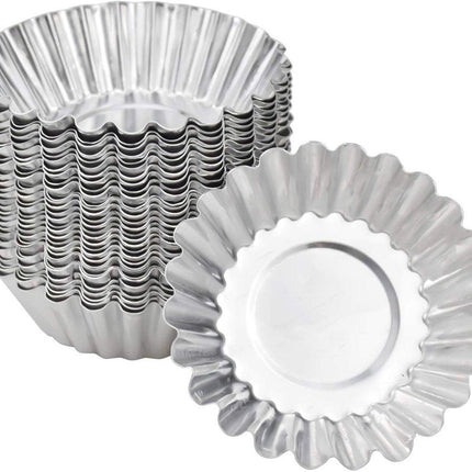 30-Piece Egg Pie Molds - Steel Baking Molds - Muffin Molds - Cupcake Molds - Pudding Molds - Desserts - Ice Cream - Non-Stick and Reusable - Silver.