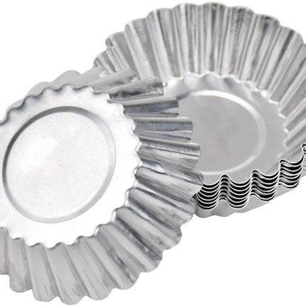 30-Piece Egg Pie Molds - Steel Baking Molds - Muffin Molds - Cupcake Molds - Pudding Molds - Desserts - Ice Cream - Non-Stick and Reusable - Silver.