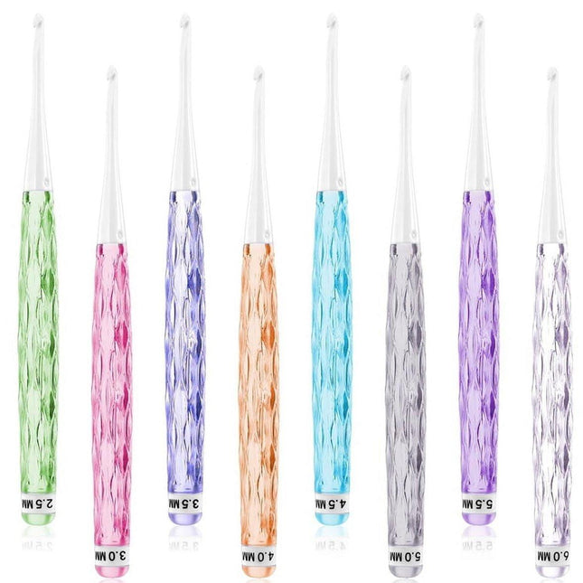 8-piece crochet hook set - crochet hook set with straight shaft - non-slip crochet hook grip - ergonomic knitting needles.
