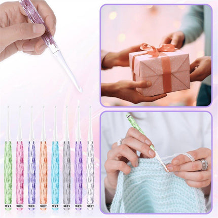 8-piece crochet hook set - crochet hook set with straight shaft - non-slip crochet hook grip - ergonomic knitting needles.