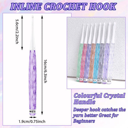 8-piece crochet hook set - crochet hook set with straight shaft - non-slip crochet hook grip - ergonomic knitting needles.