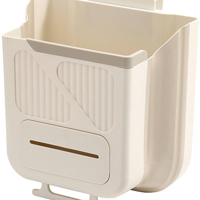 Waste Bin - Hanging Waste Bin - Foldable Waste Bin - Capacity: 7 Liters - Space-Saving Design - Suitable for Kitchens, Cabinet Doors, Bathrooms, Campers, Cars and Camping (White).