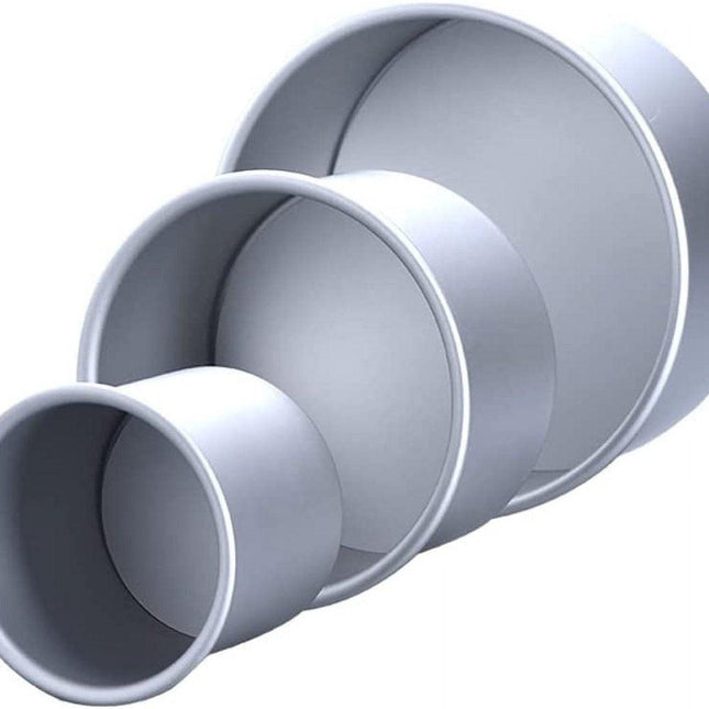 Set of 3 round cake tins, 10 cm deep - Includes cake tins with a diameter of 10 cm, 15 cm and 20 cm - Removable base - Suitable for baking - Healthy, sustainable and easy to clean.