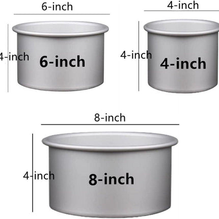Set of 3 round cake tins, 10 cm deep - Includes cake tins with a diameter of 10 cm, 15 cm and 20 cm - Removable base - Suitable for baking - Healthy, sustainable and easy to clean.