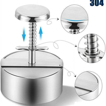 Hamburger Press - Round Stainless Steel Non-Stick Hamburger Press - Patty Mold - Grilling Tool - Patty Mold.
