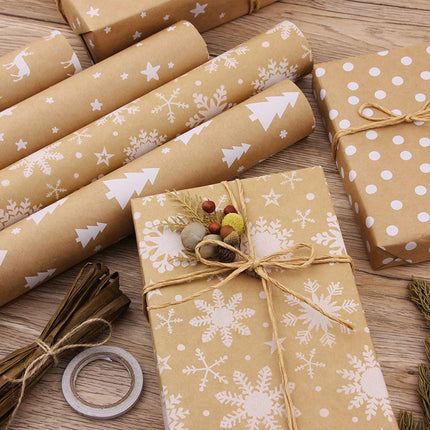Gift Wrapping Paper - Wrapping Paper - 5 Rolls - Gift Wrapping Paper - DIY Gifts - Eco-Friendly Materials - Wrapping Paper with Christmas Tree and Snowflake Pattern - 0.43*3 Meter.