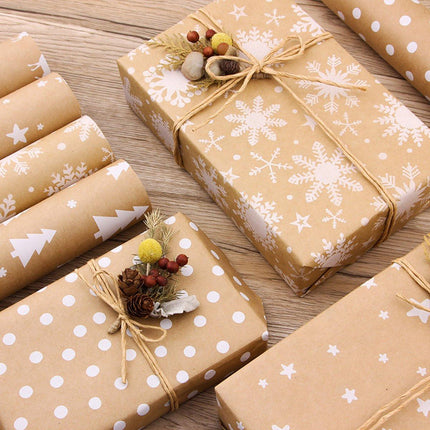 Gift Wrapping Paper - Wrapping Paper - 5 Rolls - Gift Wrapping Paper - DIY Gifts - Eco-Friendly Materials - Wrapping Paper with Christmas Tree and Snowflake Pattern - 0.43*3 Meter.