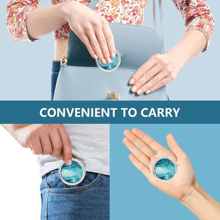 Pill Box - Three-Compartment Pill Box - Portable Pill Box - Fits in Pocket or Purse - Decorative Metal Medicine and Vitamin Storage Box - Unique Gift (Blue Quicksand).