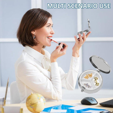 Pill Box - Three-Compartment Pill Box - Portable Pill Box - Fits in Pocket or Purse - Decorative Metal Medicine and Vitamin Storage Box - Unique Gift (Blue Quicksand).