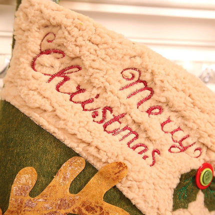 Gift Bags - 23 Inch Christmas Stockings - Santa and Reindeer Pattern - Extra Soft Plush Cuff - Classic Christmas Stocking Decoration - Perfect for Family Holiday Decor（A）.