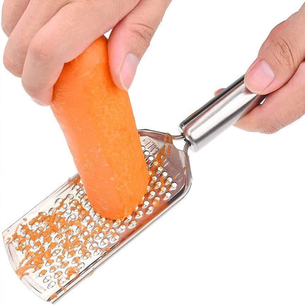 Stainless Steel Flat Grater - 1 Piece - 23.5cm - Perfect for grating garlic, cheese, chocolate, lemons and limes - Durable and rust-resistant - With hanging holes (1 piece).