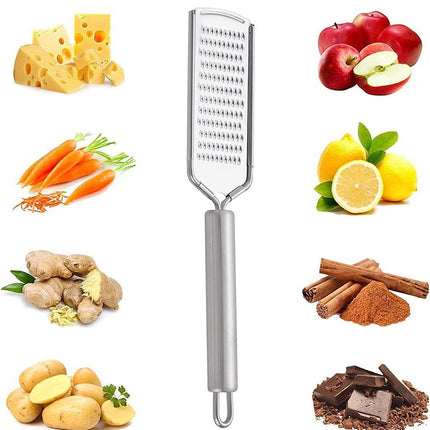 Stainless Steel Flat Grater - 1 Piece - 23.5cm - Perfect for grating garlic, cheese, chocolate, lemons and limes - Durable and rust-resistant - With hanging holes (1 piece).
