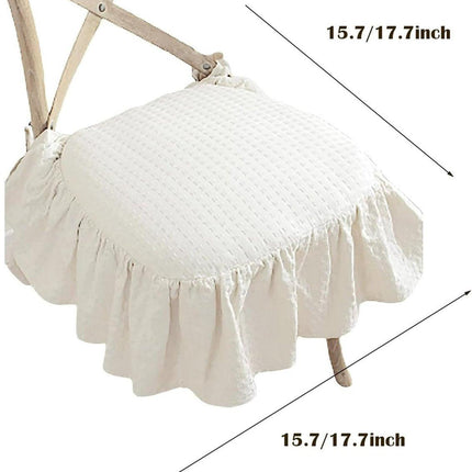 Ruffle Solid Chair Cushion - Firm Farmhouse Chair Cushion with Ruffles - Removable Seat Cushion with Locking Option for Wooden Dining Chairs (Dark Gray, 17.7*17.7 Inches).