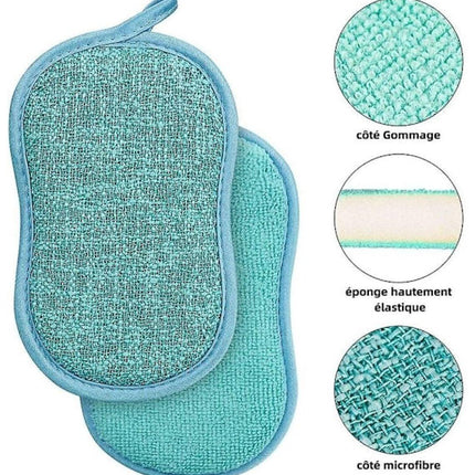 4-pack - Reusable - Microfiber - Antibacterial - Dishwashing sponge - Scouring pad - Non-stick coating for pots and pans with double layer.