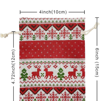 Christmas linen gift bags - 24 pieces - 10x14cm - Christmas decoration for indoors - Reusable - Christmas candy bags with drawstring - Suitable for gift bags for children's parties during the Christmas holidays.